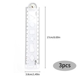 Luckious 3 Pieces Folding Rulers - 12 Inch Transparent Shatterproof Plastic Rulers, Flexible and Dual-Sided Geometric Rulers