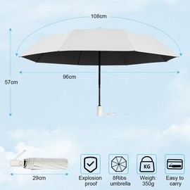 HOTUT Compact Travel Umbrella, Strongest Windproof Travel Umbrellas for Rain, Easy Auto Open Close Anti-Rebound, Portable Automatic Folding Rain Umbrella, Strong Fiberglass Frame, Waterproof Canopy