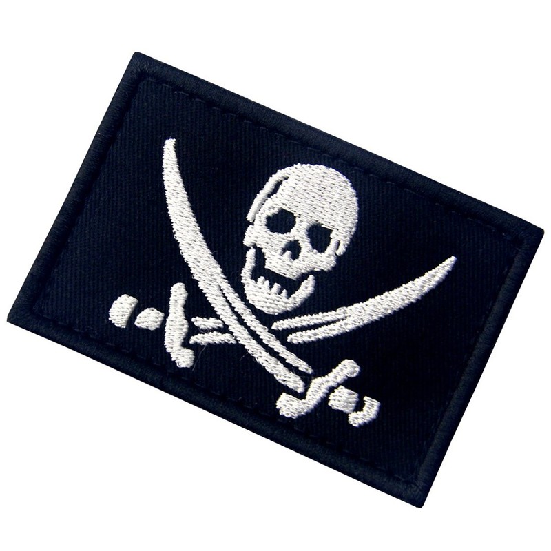 Glow in Dark Pirate Flag Military Morale Applique Fastener Hook
