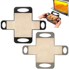 TsicTolg 2 Pack Reusable Silicone Bread Loaf Pan Liner, Non-Stick Bread Sling with 4 Handles, Easy Lift and Clean, Fits 9x5 or 1.5lb Loaf Pans, Dough Transfer Tool, Baking Accessories