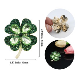 SQEYYGI St. Patrick's Day Brooches for Women Girls, 4 Leaf Clover Brooch Pin for Jacket or Hat, Irish Clover Pin for Lapel