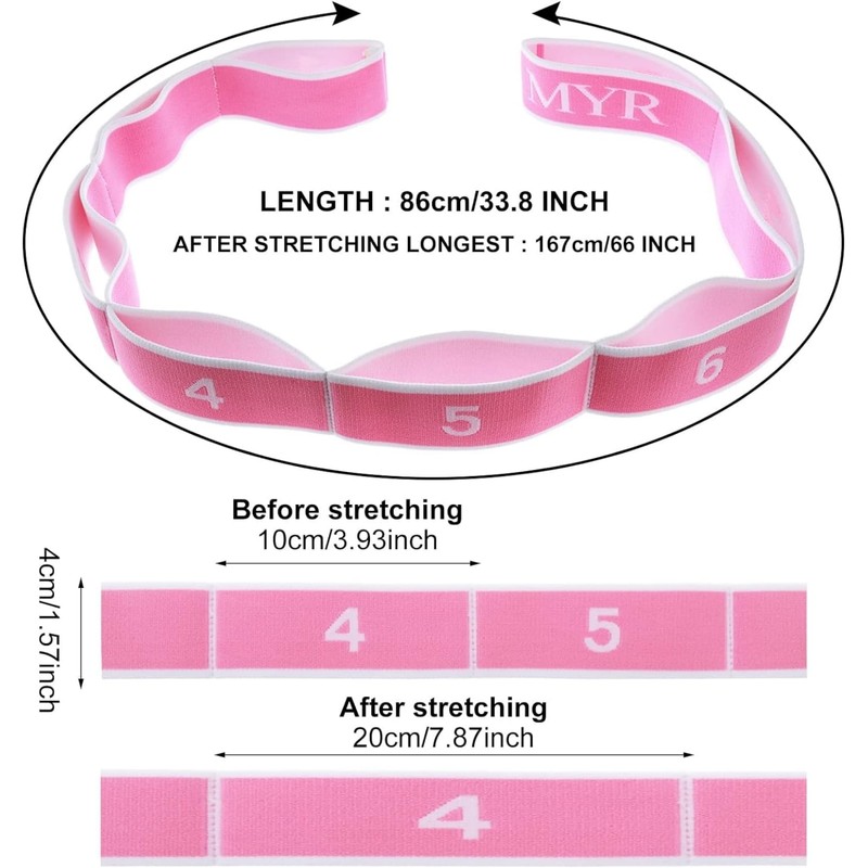 HUNKEN Yoga Stretching Strap, Multi-Loop Elastic Yoga Stretch Strap Flexible
