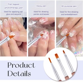 3 Pcs Nail Art Brushes Daisy Pen Versatile Nail Drawing 3D Flower Brush for Petals Flowers Butterflies Intricate Art Designs Gel Nails Brushes