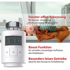 revolt Thermostat Valves: Set of 6 Programmable Universal Radiator Thermostat Display (Radiator Thermostat Electronic, Heater Valve Thermostat)