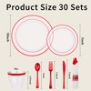I00000 210 Pcs Red Plastic Dinnerware Set for 30 Guests