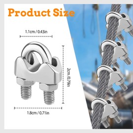 Jeffdad Pack of 15 Wire Rope Clamps, 3 mm Stainless Steel Rope Clamps, U-Bolt Bow Shape, Steel Cable Connector for Wire Rope, Rope Clamp, Washing Line Awning (M3)