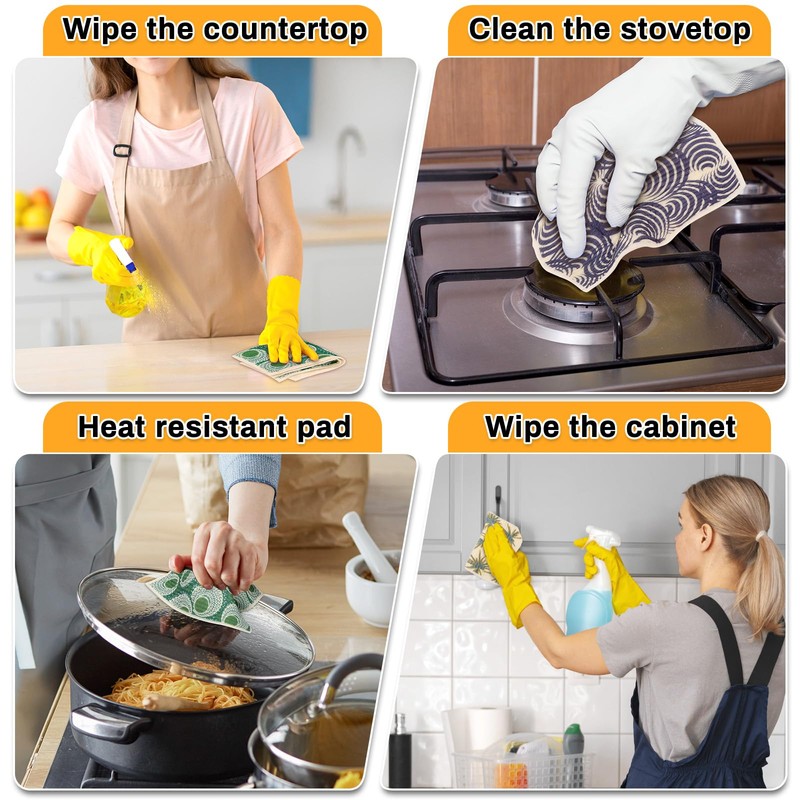 Lucomb 10 Pack Swedish Dishcloths for Kitchen, Reusable Cleaning Cloths