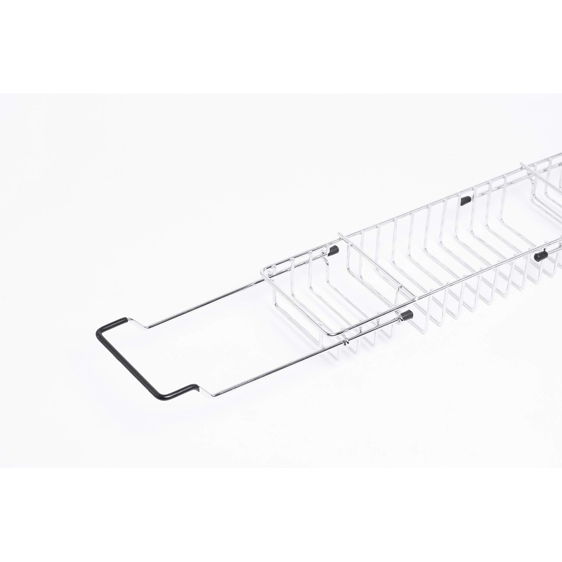 Basicwise QI003491 Expandable Metal Bathtub Caddy with, Rubber Handles, Chrome