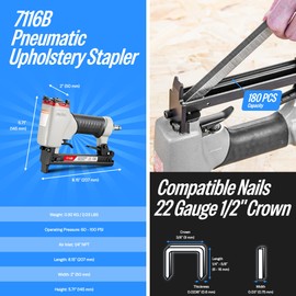 meite 7116B Upholstery Stapler 22 Gauge 3/8-Inch Crown or C Crown 1/4-Inch to 5/8-Inch Length Pneumatic Fine Wire Stapler