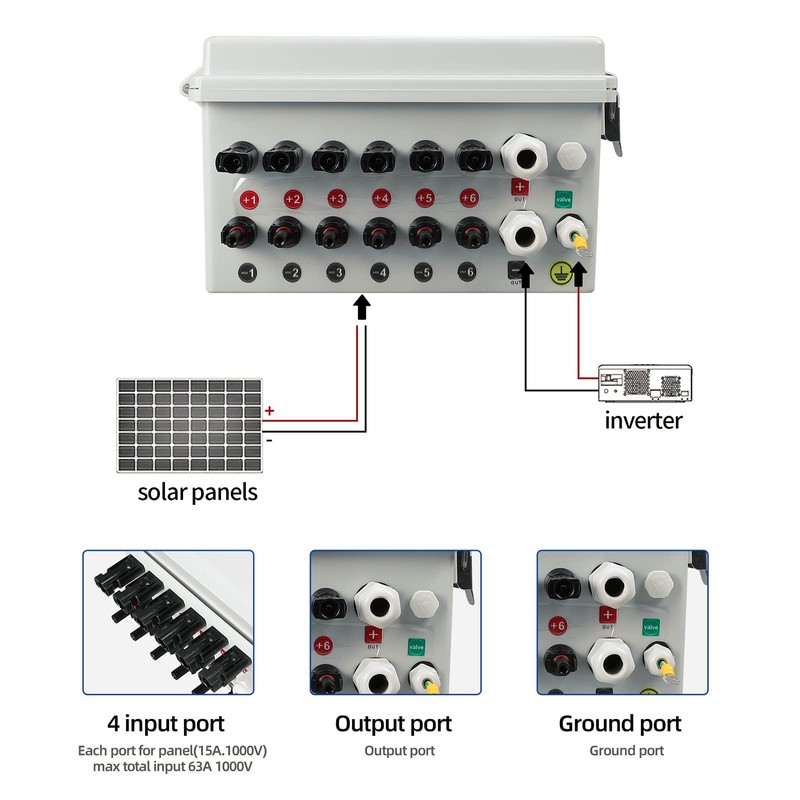 YIYIBYUS 4/6 String PV Combiner Box with 10A Rated Current