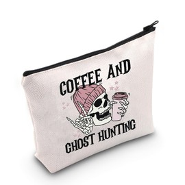 WCGXKO Coffee and Ghost Hunting Makeup Bag Paranormal Ghosts Gift(Hunting Bag CA)