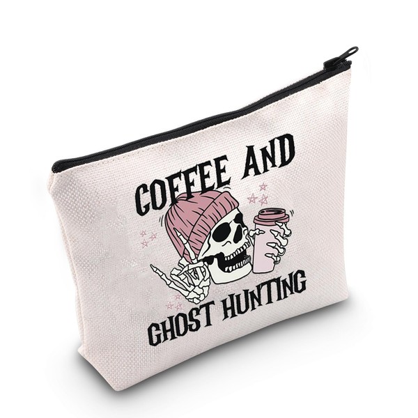 WCGXKO Coffee and Ghost Hunting Makeup Bag Paranormal Ghosts Gift(Hunting