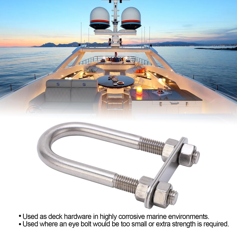 12x130mm Marine Bow Stern Eye U Bolt with Adjustable Screw