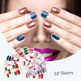 SILPECWEE 12 Sheets Christmas Nail Wraps for Women Stick on Nail Polish Strips Gel Nail Strips Self Adhesive Nail Polish Stickers Fingernail Sticker Nails Manicure Design with Nail File