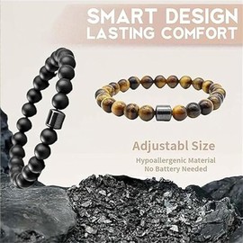 BlingNook Glame Anti Alcohol Bracelet for Women, Adjustable GM Bead Sobriety Bracelets Hemys Hematite Reduce the Urge to Drink Cravings Relieve Anxiety and Stress Jewelry for Men(Black&Brown)