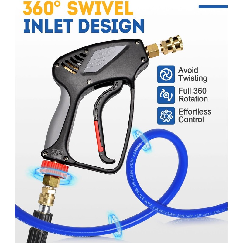 TOOLCY Pressure Washer Gun, Short Power Washer Gun, Commercial 5000