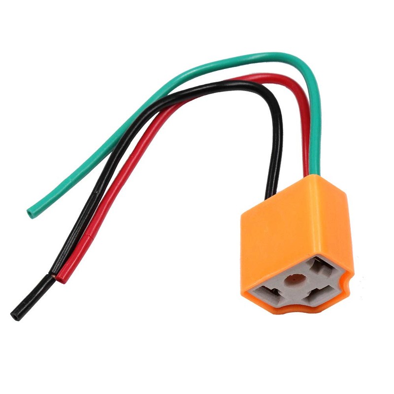 HUIQIAODS H4 Female Ceramic Headlight Extension Connector Plug Bulb Wire
