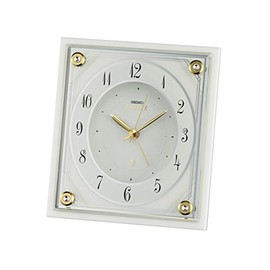 SEIKO CLOCK EMBLEM HR592W EMBLEM Alarm Crystal White Marble Analog Quartz Clock