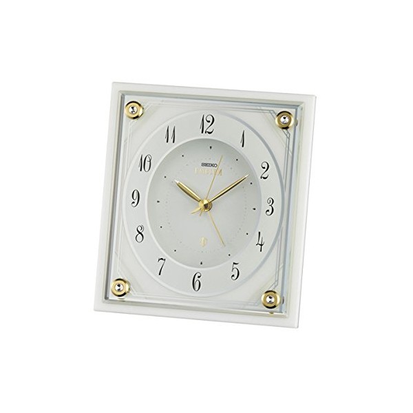 SEIKO CLOCK EMBLEM HR592W EMBLEM Alarm Crystal White Marble Analog Quartz Clock