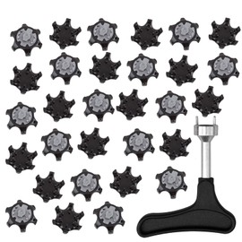 JIANGMU-30 Pcs Golf Spike Removal Tool Clamp Cleat Studs Replacement Plastic Comfort and Durability Removal Tool (Black)