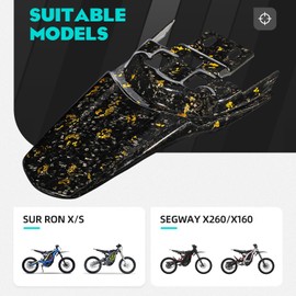 Funparts Dirt Bike Rear Fender Mud Guard Carbon Fiber for Surron Sur Ron Light Bee X/S X260 X160 Electric Dirt Bike Gold