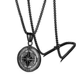 Fuqimanman2020 Unisex Compass Necklace Stainless Steel Compass Pendants Necklace For Men, Women