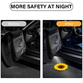 Car Door Lights Projector, Sunflower Car Door Projector Lights Universal Welcome Courtesy Ghost Shadow Lamp Fit for All Car Models Sunflower Car Accessories