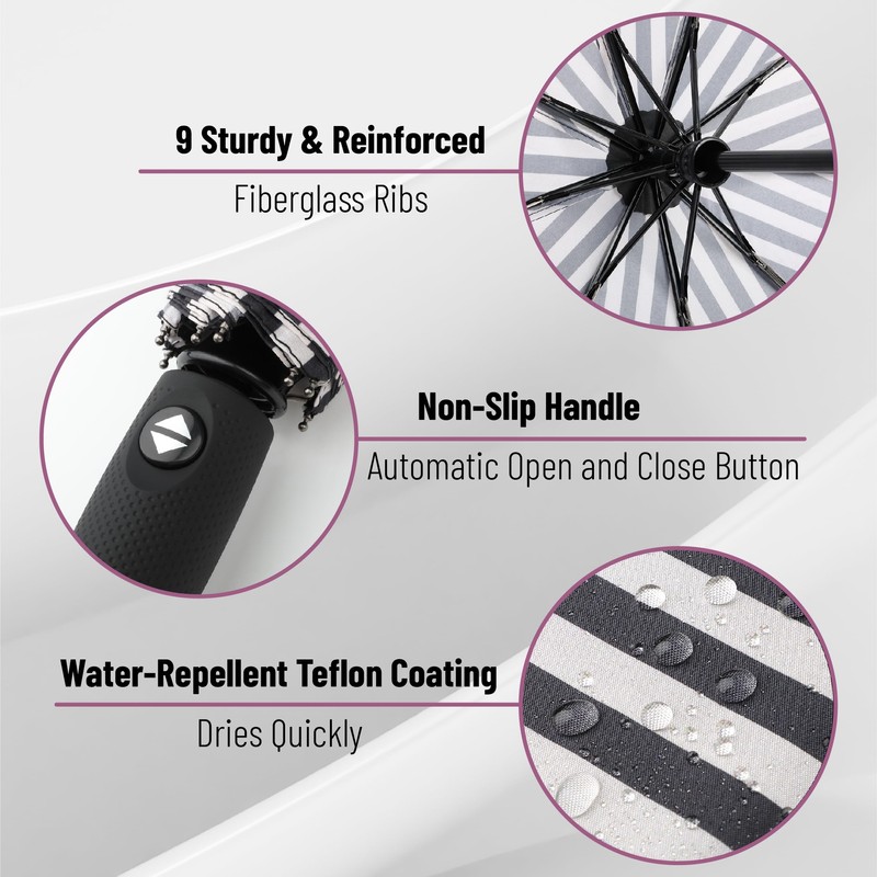 Mr. Pen Windproof Travel Umbrella - Zebra Stripes, Automatic, Compact,