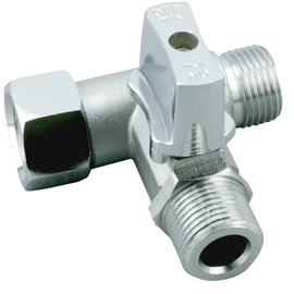 T-Adapter 3/8 Female x 3/8 Male Thread x 3/8 Male Thread Branch with Shut-Off Valve T-Piece Water Connection (TS-GEW.38)
