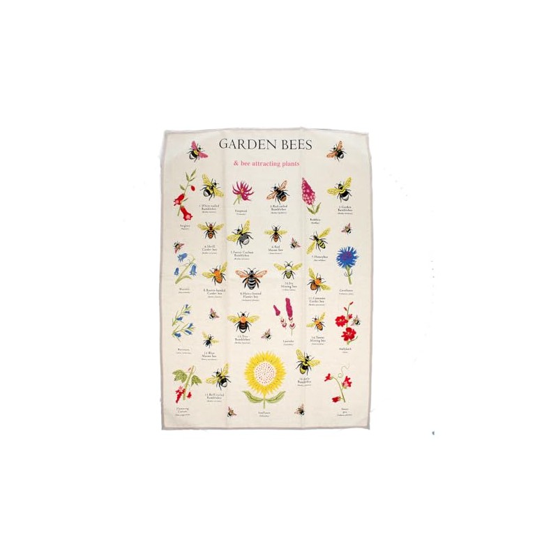 Tea Towel Garden Bees 50 x 70 cm Cotton Bee