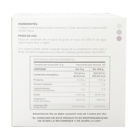 MILU | Colageno Hidrolizado puro con Acido Folico + Vitamina C | 30 Sobres | Sin Sabor Sin Olor Sin Azúcar |Suplemento Alimenticio | Piel Cabello & Uñas | Caja de 330g - 11g en Polvo en cada sobre