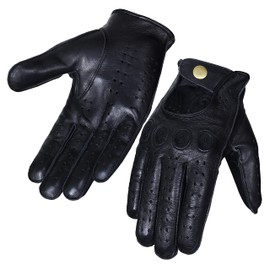 WASPRO Genuine Leather Gloves, Pure Leather Fashion Gloves, Lambskin Leather Gloves, Leather Motorcycle Gloves, Knuckle Fit Gloves (Black, X-Small)