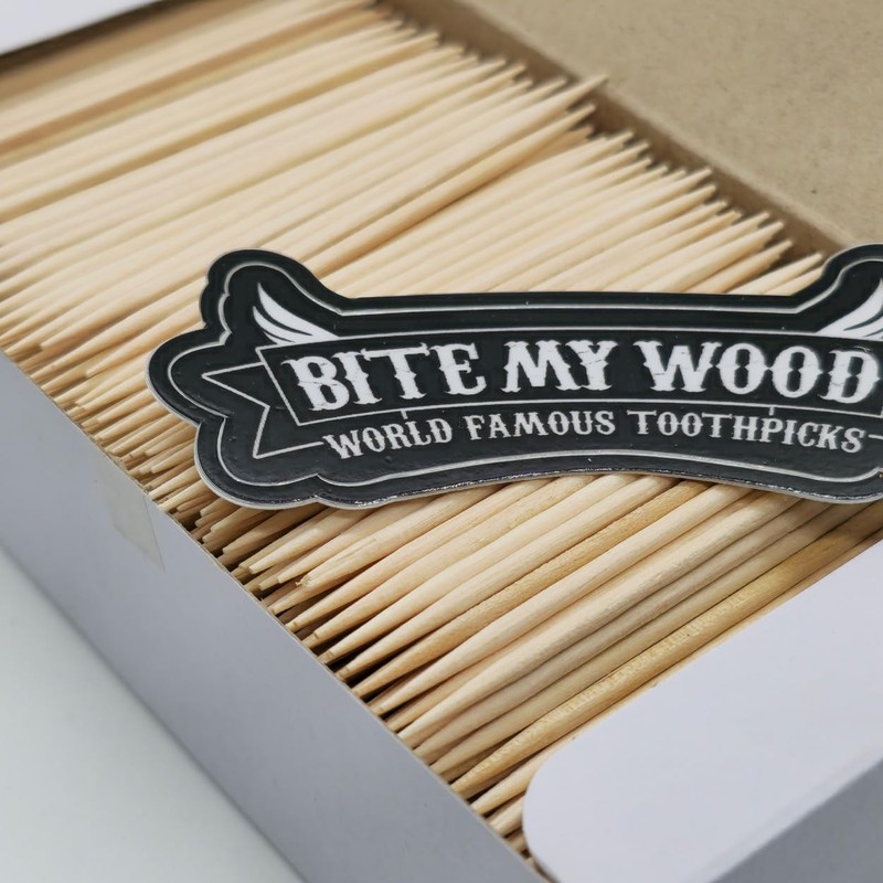 BiteMyWood Double Point Birchwood Toothpicks, 1000 Count, Reusable Box, 5