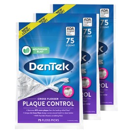 DenTek Cross Flosser - Púas de hilo dental en forma de X, 75 púas (paquete de 3)