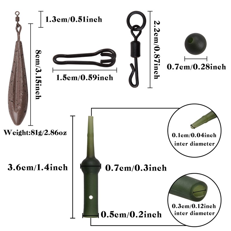Carp Fishing Rigs Kit Carp Hair Rigs with Carp Sinker