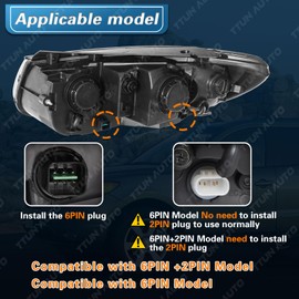 TTUN AUTO Headlight Replacement for Hyundai Santa Fe 2007-2012 Headlamp with Halogen Bulbs/Clear lens Left & Right Side