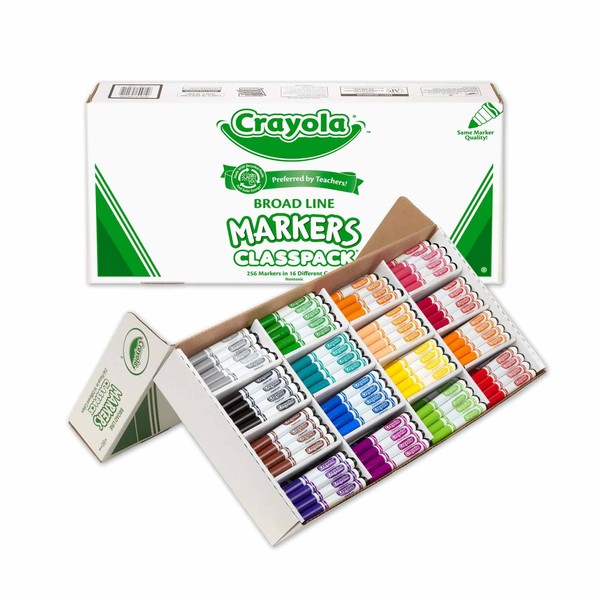 Crayola Broad Line Markers Classpack (256 Ct), Bulk School Supplies For Teachers, Kids Markers For School, Classroom Supplies