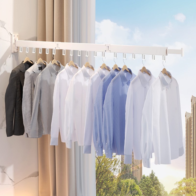 ZdwCyl Clothes Drying Rack Wall Mounted,Drying Rack Clothing,Clothes Hanging Rack,Retractable,Collapsible(Tri-Fold),