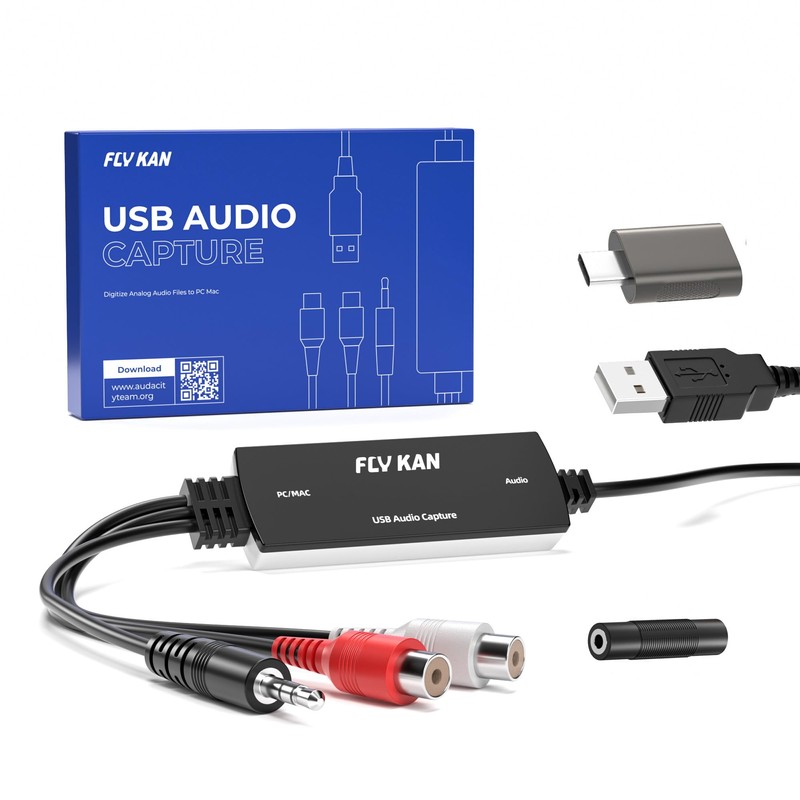 Fly Kan USB 2.0 Audio Grabber with USB-C Adapter –