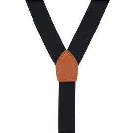 CTM® Men's 1 Inch Wide Suspender with Faux Leather Buckle and Clip-Ends, Black