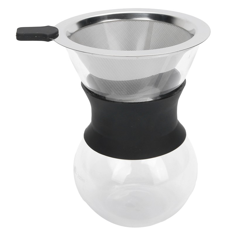 Reusable Glass Coffee Pot with Stainless Steel Filter Manual Drip