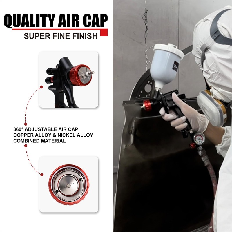 AEROPRO Tools A608 HVLP Air Spray Gun Kit, 1.3mm Nozzle,