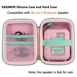 Silicone Cover and Hard Carrying Case for JBL Go 4 Portable Bluetooth Speaker, Protective Holder Carrier for JBL Go 4 Speaker Accessories (Pink)