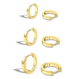 ALEXCRAFT Stainless Steel Earrings Men Women Black Gold Silver Hoop Earrings Set Gift for Women Men, Sterling Silver