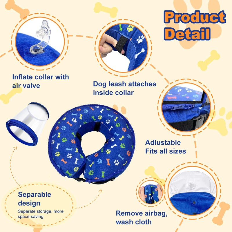 Uaidie Dog Cone Collar with Enhanced Anti-Licking, Inflatable Dog Cone