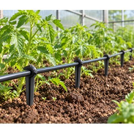 Drip Irrigation Support Stakes for 4/7mm Tubing – 50-Piece C-Shaped Holders for Secure Garden Watering Lines