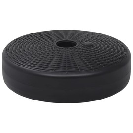 GeoHome Round Umbrella Base | Outdoor Umbrella Stand | Fillable Parasol Base for Outside Patio, Lawn, Garden | Sand/Water Filled 61.7 lb/6.3 Gal | Black Plastic 19.7" x 5.9"/10.6"