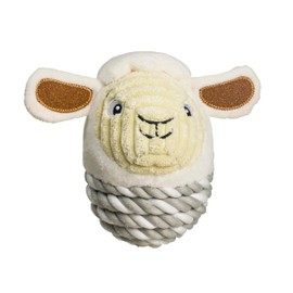 House of Paws Sheep Rope Ball Dog Toy - Plush and Rope with Squeaker