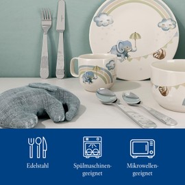 Villeroy & Boch – Boho kids Walk like an elephant Kinderbesteck, 4tlg., Besteck Set für Kinder (Gabel, Messer, Esslöffel, Teelöffel), Edelstahl, spülmaschinenfest