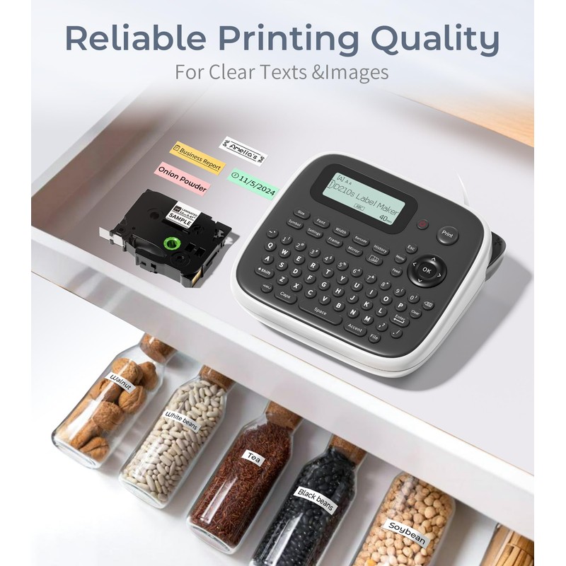 VolenGo D210s Label Maker Machine with 4 Tapes, Label Maker